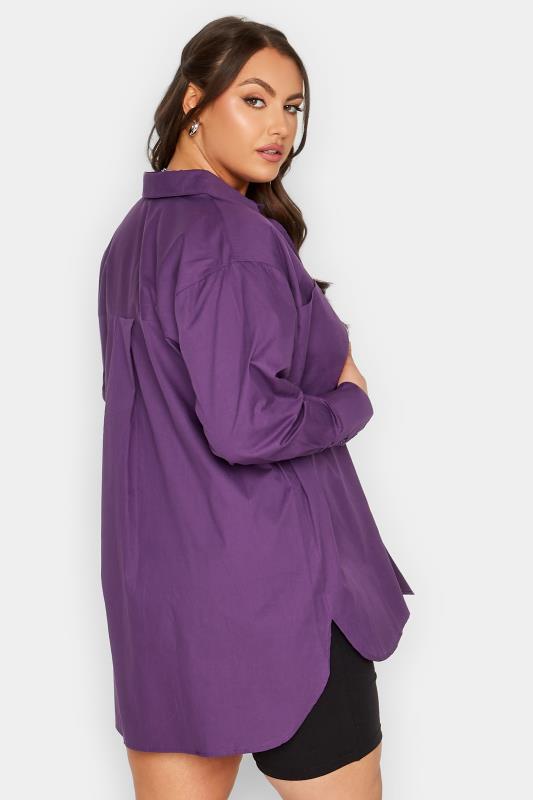 LIMITED COLLECTION Curve Dark Purple Oversized Boyfriend Shirt | Yours Clothing 4