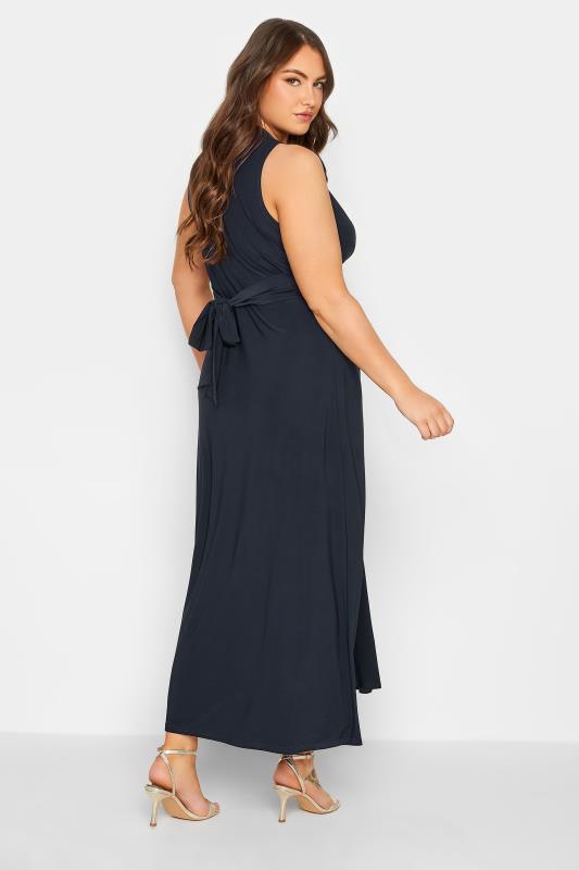 YOURS LONDON Plus Size Navy Blue Knot Front Maxi Dress | Yours Clothing  3