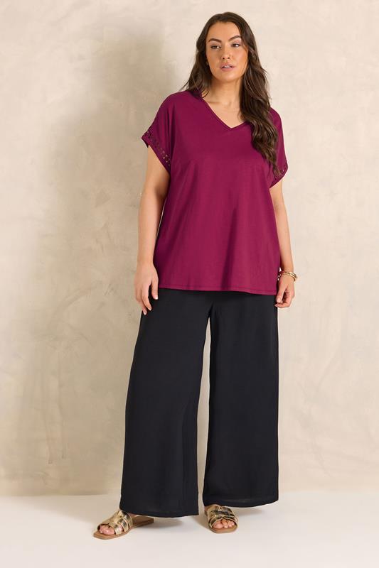 EVANS Plus Size Red Crochet Trim T-Shirt | Evans  1