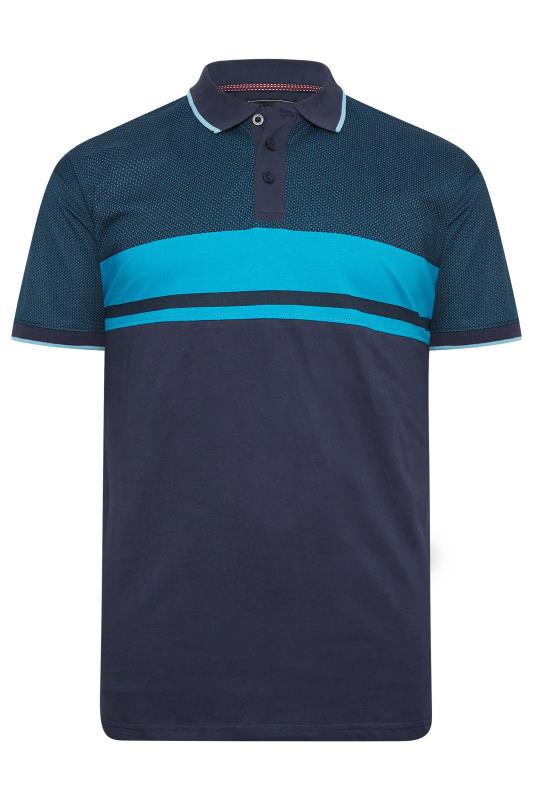 KAM Big & Tall Navy Blue Dobby Polo Shirt | BadRhino 1