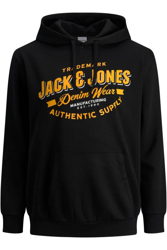 JACK & JONES Big & Tall Black Logo Printed Hoodie 2