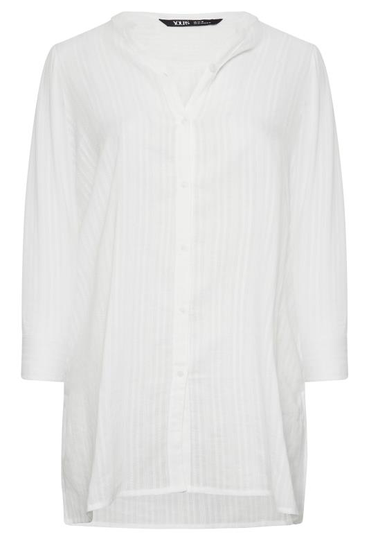 YOURS Plus Size White Collarless Beach Shirt | Yours Clothing 2