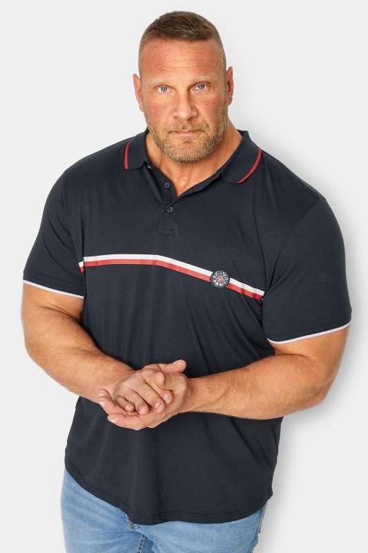 Men's  LAMBRETTA Big & Tall Navy Blue Stripe Polo Shirt