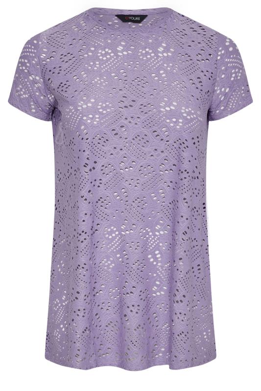 Curve Lilac Purple Broderie Anglaise Swing T-Shirt 5