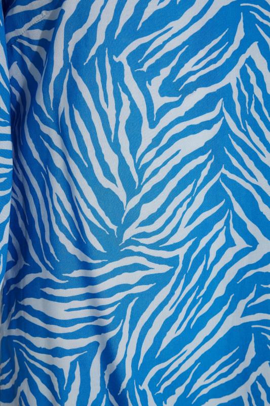 LTS Tall Bright Blue Zebra Print Puff Sleeve Top 5