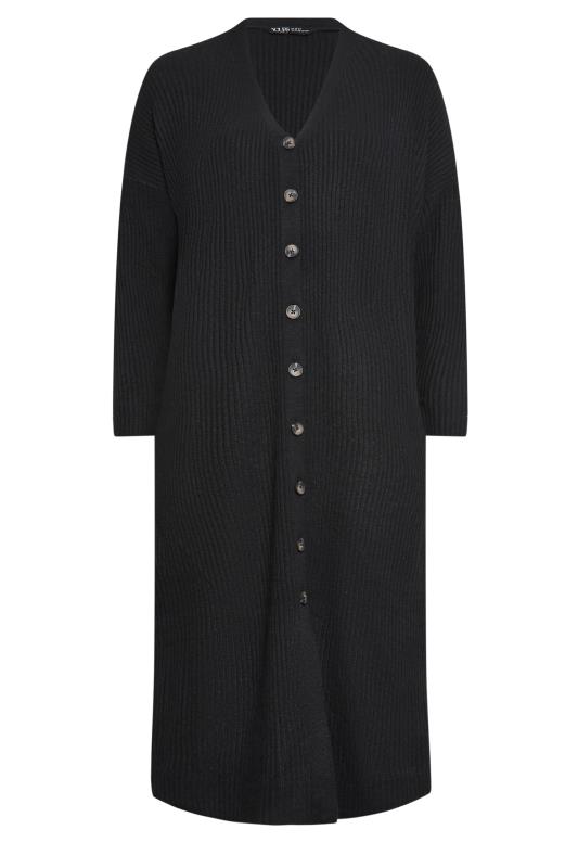YOURS Curve Black Ribbed Midi Cardigan Dress | Yours Clothing 7
