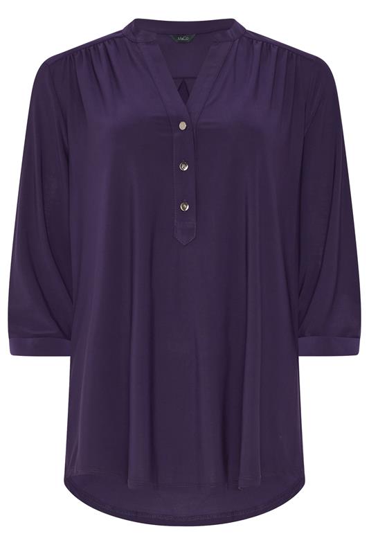 M&Co Purple Half Placket Collarless Shirt | M&Co 5