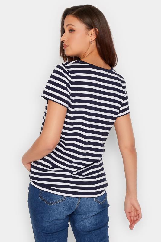 LTS Tall Women's Navy Blue Stripe V-Neck T-Shirt | Long Tall Sally 3