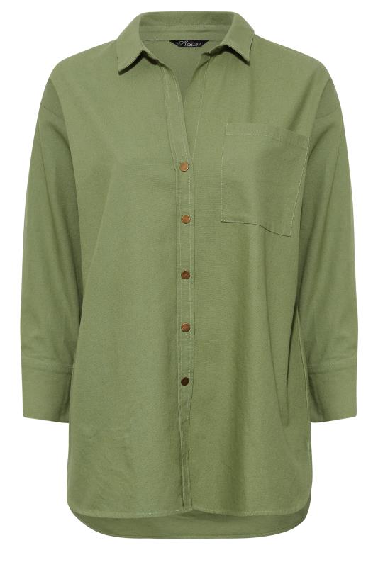 LIMITED COLLECTION Plus Size Khaki Green Shacket | Yours Clothing 6