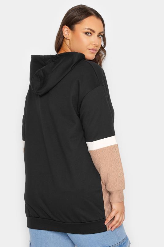 Plus Size Black & Pink Panel Hoodie | Yours Clothing 3