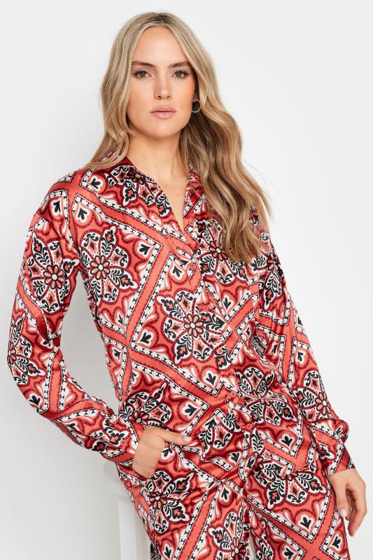 LTS Tall Rust Brown Tile Print Long Sleeve Shirt | Long Tall Sally 2