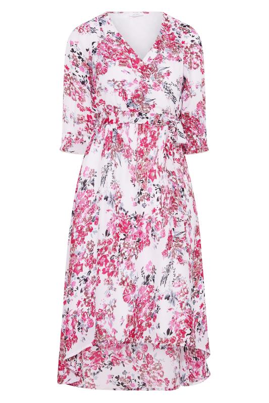 YOURS LONDON Curve Pink Floral Wrap Puff Sleeve Dress 6