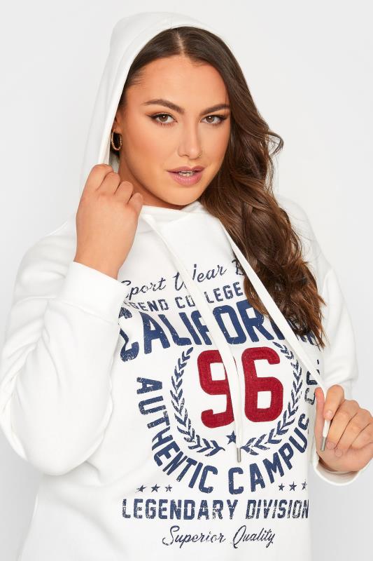 YOURS Plus Size White 'California' Slogan Hoodie | Yours Clothing 5