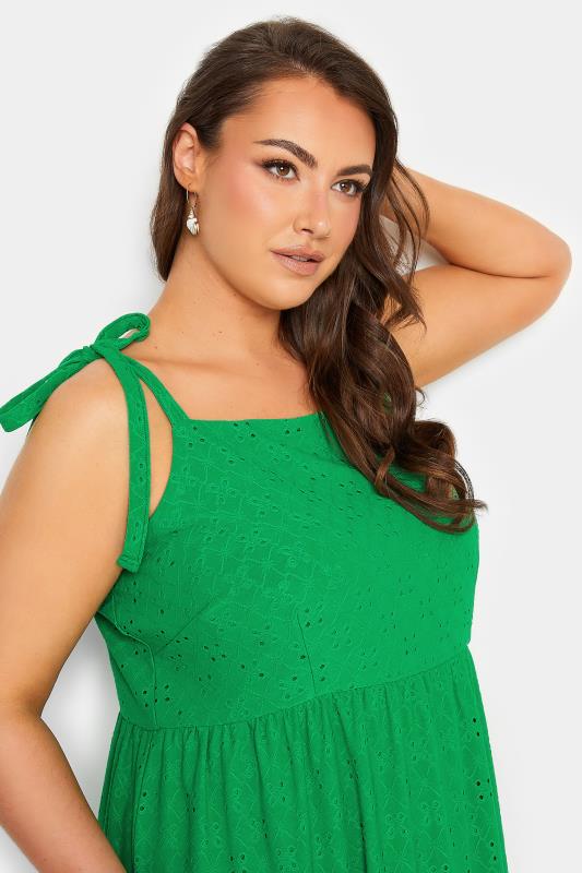 YOURS Curve Plus Size Green Broderie Anglaise Maxi Dress | Yours Clothing  4