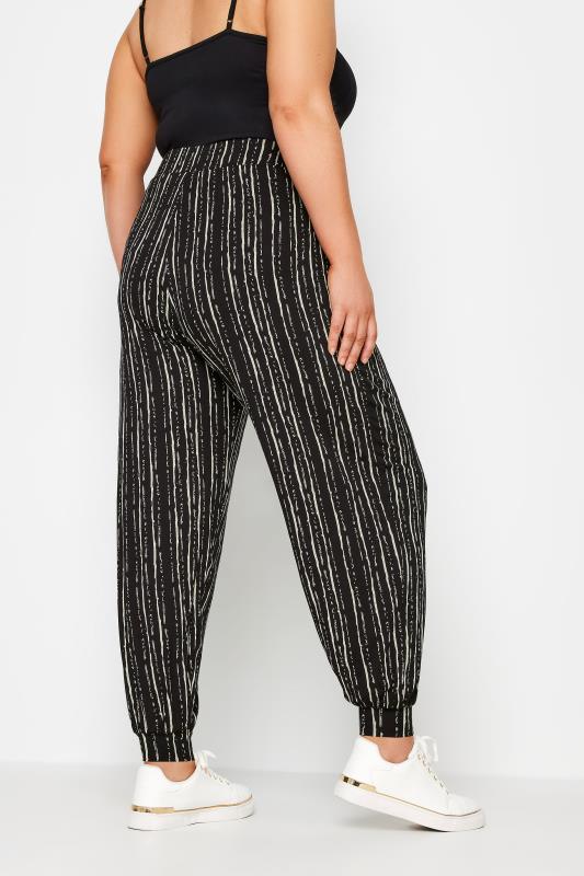YOURS Plus Size Black Striped Harem Joggers | Yours Clothing 3