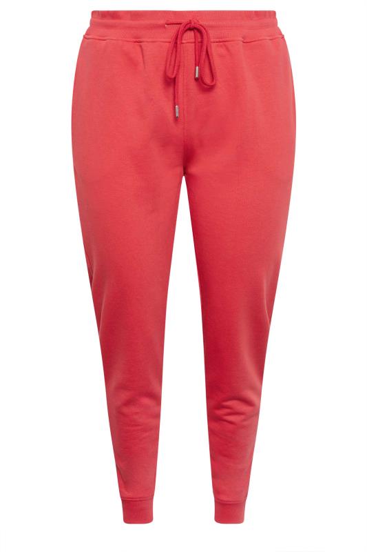 YOURS Plus Size Red Elasticated Stretch Joggers | Yours Clothing  5