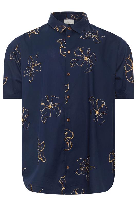 BEN SHERMAN Big & Tall Navy Blue Floral Print Shirt | BadRhino 2
