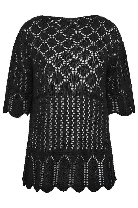 YOURS Plus Size Curve Black Crochet Jumper Yours Clothing