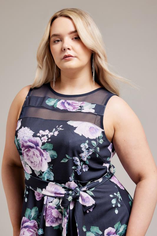 YOURS LONDON Plus Size Navy Blue Floral Skater Dress | Yours Clothing 4