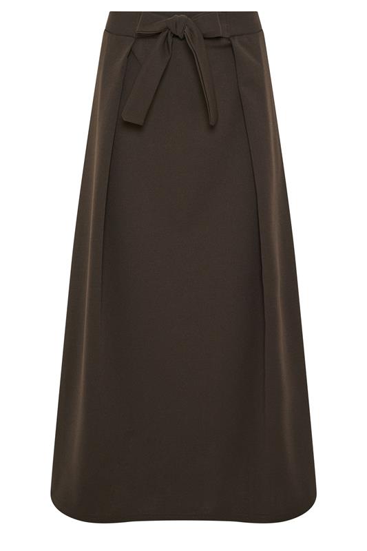 M&Co Chocolate Brown Tie Waist Midi Skirt | M&Co 5