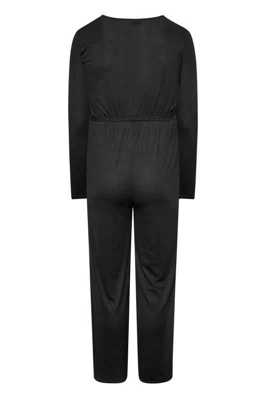 LIMITED COLLECTION Plus Size Black Ribbed Wide Leg Jumpsuit | Yours Clothing 8