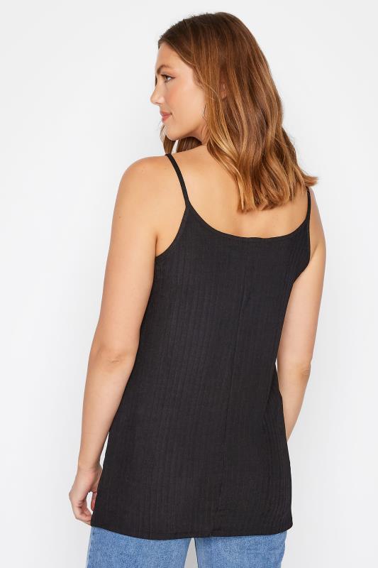 LTS Tall Black Ribbed Strappy Vest Top 3