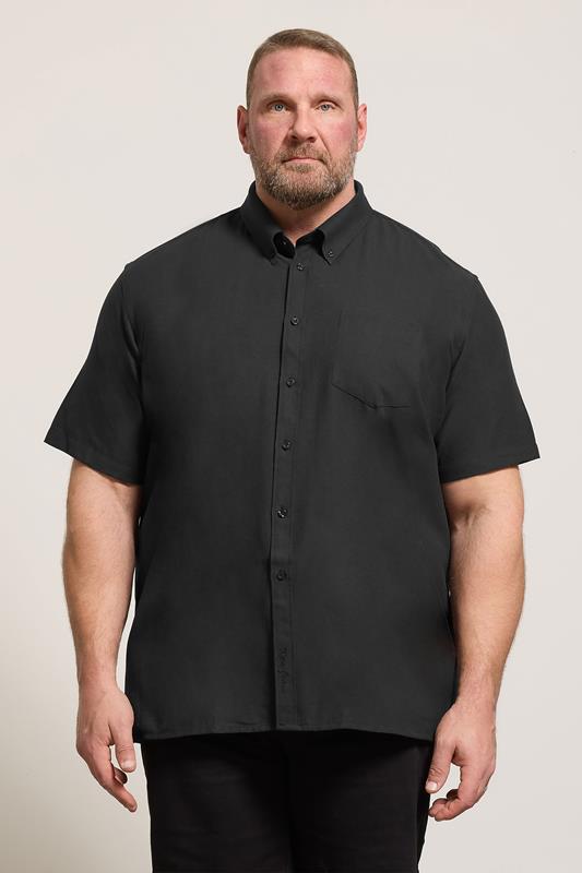 Casual Shirts KAM Big & Tall Black Oxford Short Sleeve Shirt
