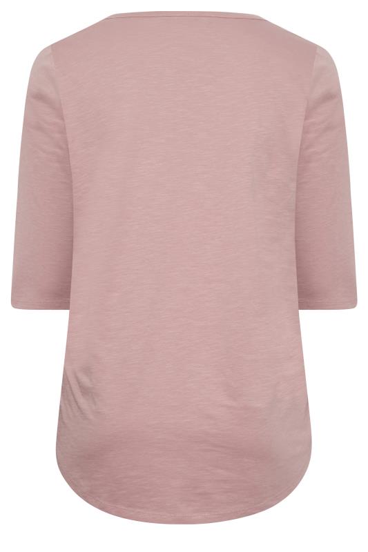 Plus Size YOURS Blush Pink Pintuck Button Henley T-Shirt | Yours Clothing 7