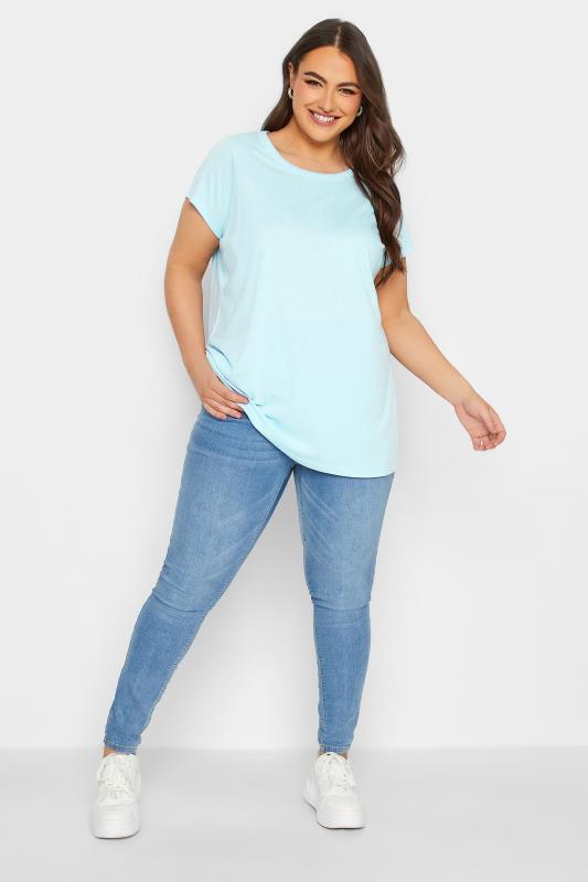 YOURS Curve Plus Size Light Blue Essential T-Shirt | Yours Clothing  3