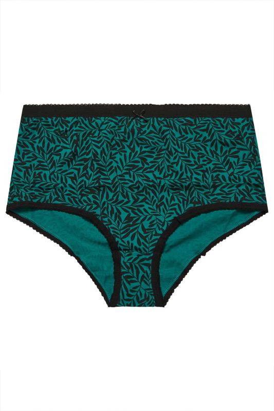 YOURS 5 PACK Curve Green Leaf Print Full Briefs | Yours Clothing 5