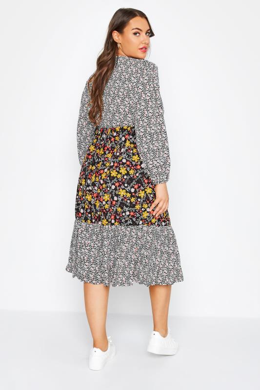 LIMITED COLLECTION Plus Size Black Contrast Dalmatian Floral Wrap Dress | Yours Clothing 3