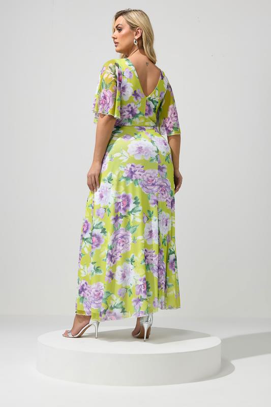 YOURS LONDON Plus Size Green Floral Wrap Dress | Yours Clothing 2