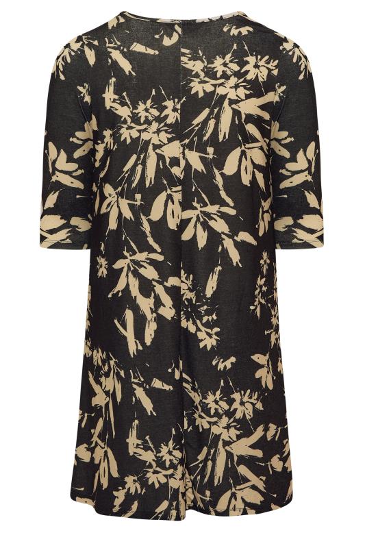 Plus Size Black Floral Print Pocket Swing Dress | Yours Clothing 7