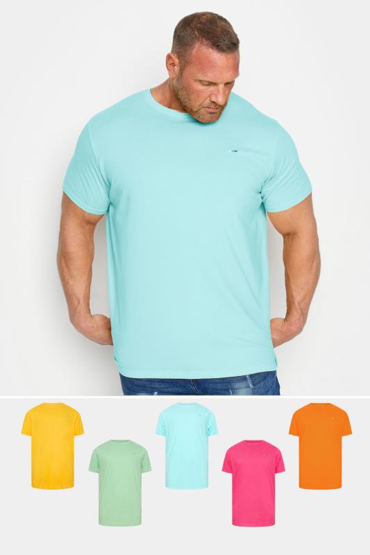  Grande Taille BadRhino Blue/Green/Pink/Orange/Yellow 5 Pack T-Shirts