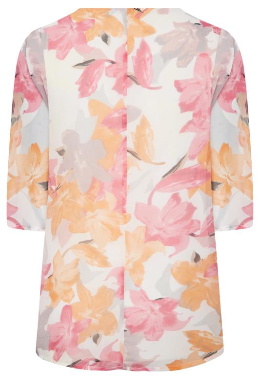 YOURS Curve Plus Size White Floral Blouse | Yours Clothing  8