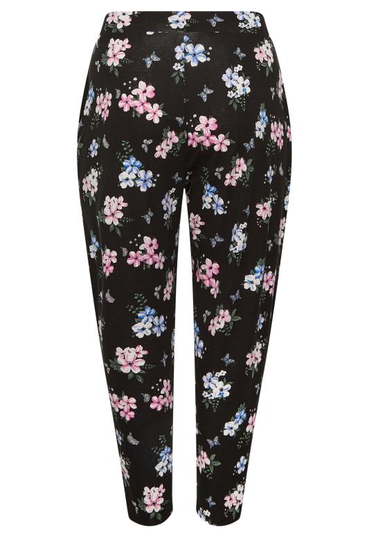 YOURS Plus Size Black Butterfly Print Harem Trousers | Yours Clothing 5