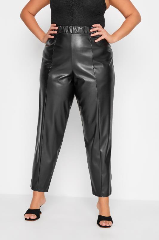 LIMITED COLLECTION Plus Size Black Faux Leather Trousers | Yours Clothing 1