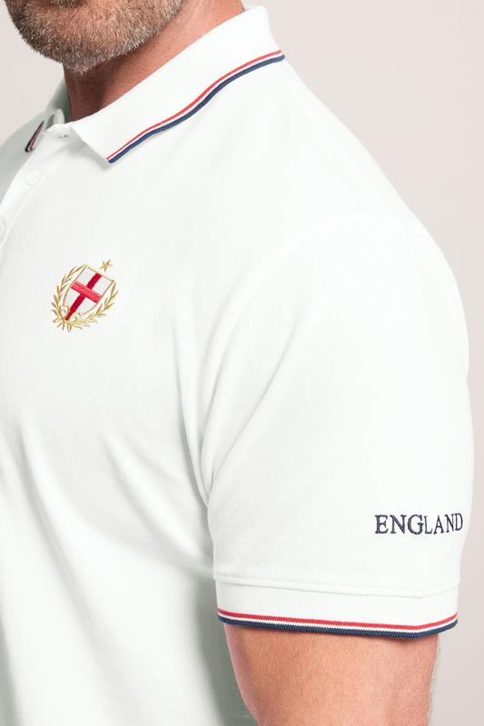 BadRhino Big & Tall White England Embroided Polo Shirt | BadRhino 4