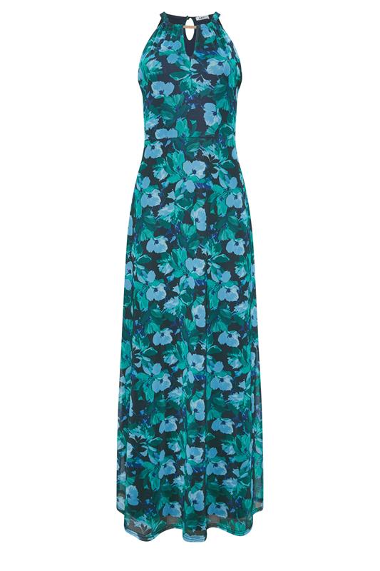 M&Co Green Floral Print Halter Neck Mesh Maxi Dress | M&Co 6