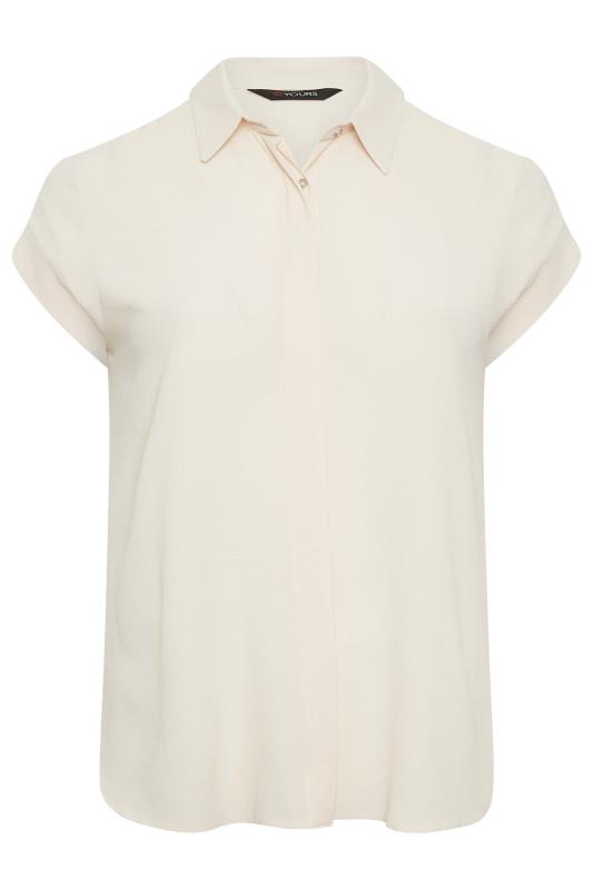 YOURS Curve Plus Size Cream Collared Shirt | Yours Clothing  6