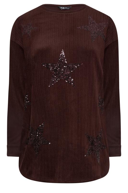 YOURS LUXURY Curve Dark Red Star Sequin Sweatshirt | Yours Clothing 5