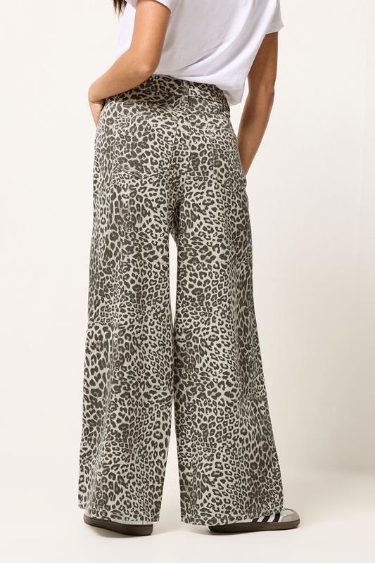 PixieGirl Petite Women's Light Brown Leopard Print Wide Leg Jeans | PixieGirl 5