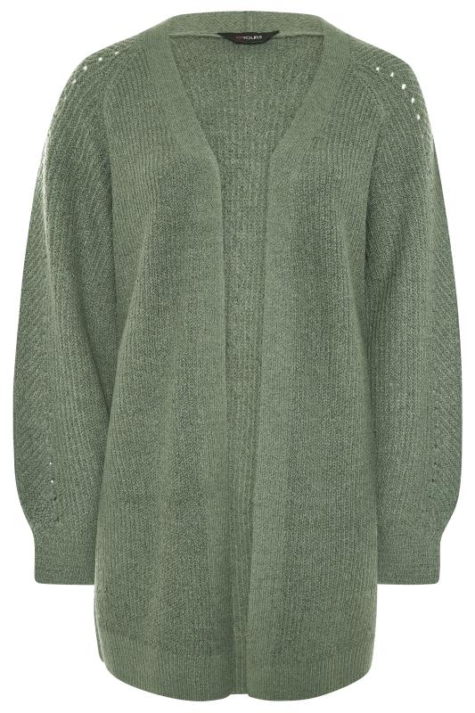 Curve Sage Green Balloon Sleeve Knitted Cardigan 5
