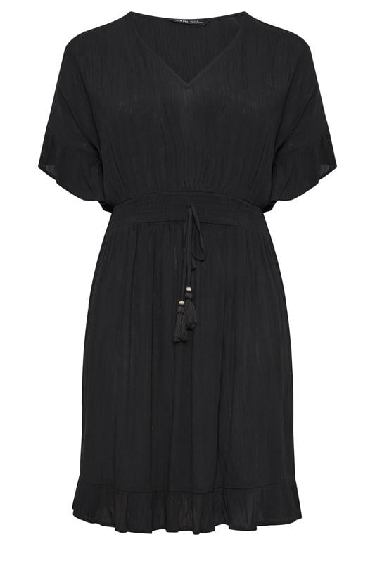 YOURS Plus Size Black Crinkle Beach Cover Up | Yours Clothing 5