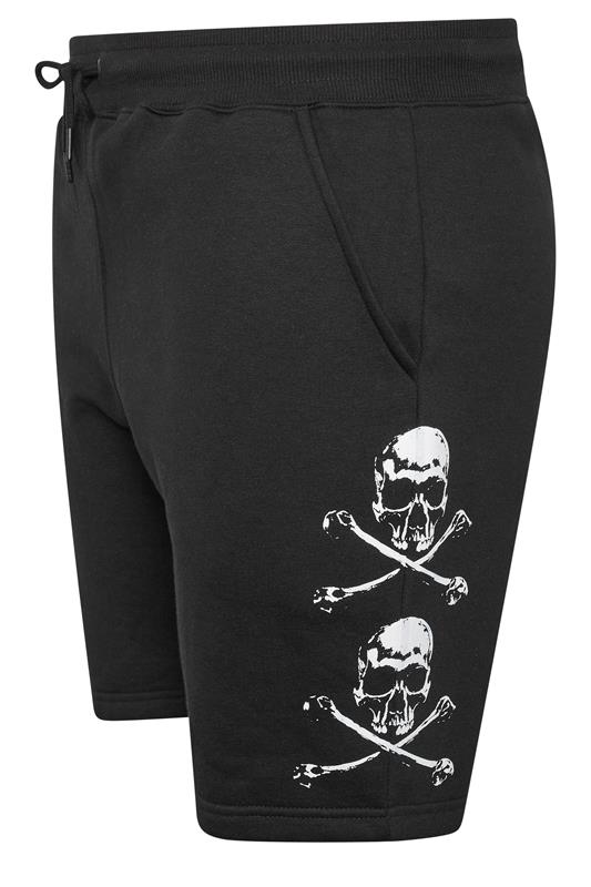 BadRhino Big & Tall Black Skull Printed Jogger Shorts | BadRhino 7