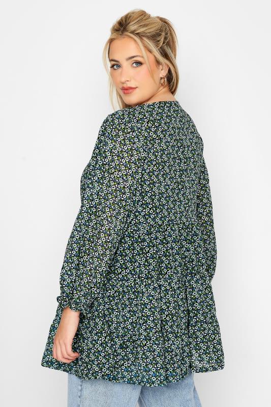 Plus Size LIMITED COLLECTION Green Ditsy Smock Tunic Top | Yours Clothing 7