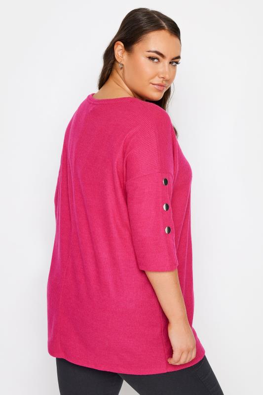 YOURS Plus Size Pink Soft Touch Button Top | Yours Clothing 3