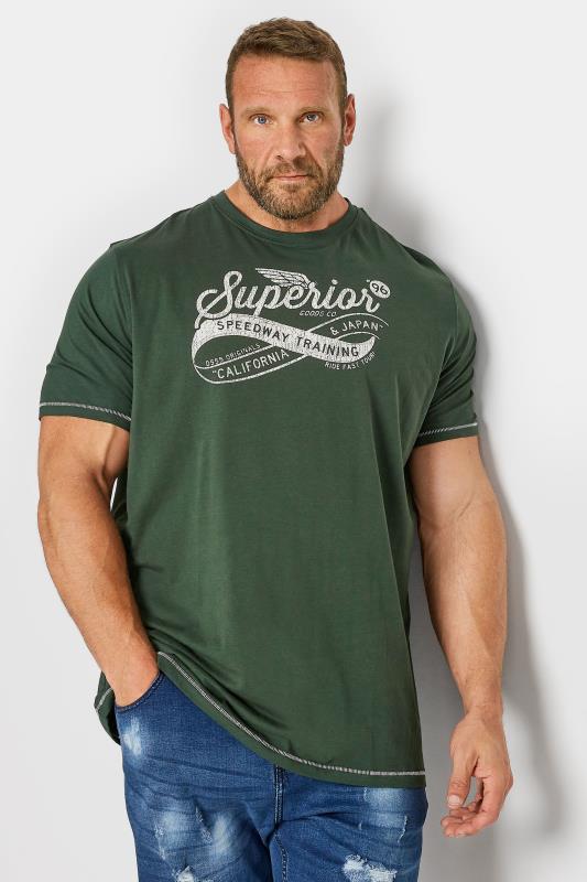 D555 Big & Tall Green 'Superior Speedway' Printed T-Shirt | BadRhino 1