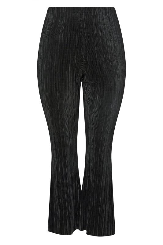 LIMITED COLLECTION Curve Black Plisse Kick Flare Trousers_X.jpg