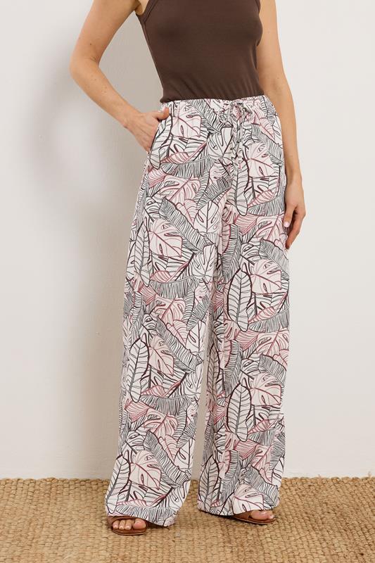 LTS Tall Women's Natural Brown Palm Wide Leg Trousers | Long Tall Sally 2